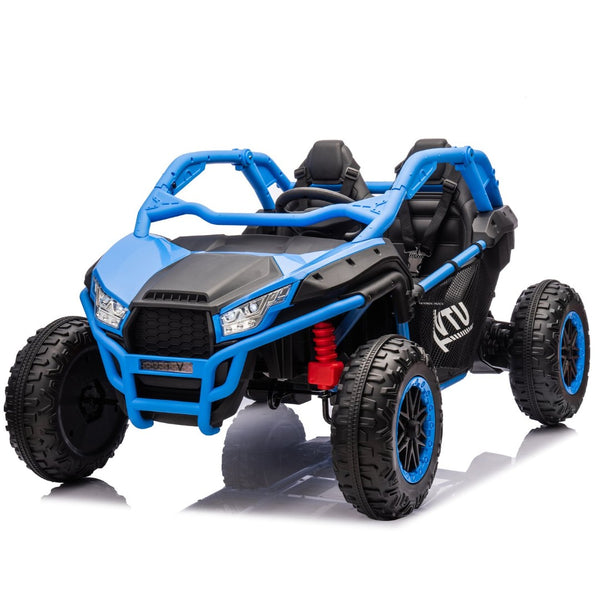 English Elm 24v Two Seater Kids Utv with Parental Remote Dual Motors Four Wheel Suspension Led Blue W1578P198432