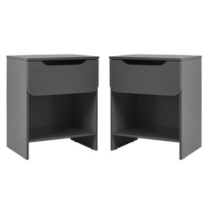 Simple Modern 1-Drawer Nightstand - Set of 2 Dark Grey DOMB4CDGC-2PK Walker Edison