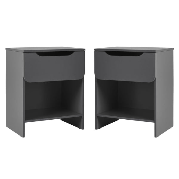 Simple Modern 1-Drawer Nightstand - Set of 2 Dark Grey DOMB4CDGC-2PK Walker Edison