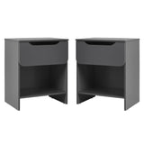 Simple Modern 1-Drawer Nightstand - Set of 2 Dark Grey DOMB4CDGC-2PK Walker Edison