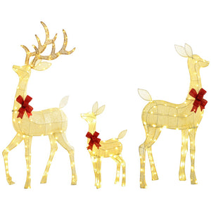 English Elm Outsunny Silver Led Reindeer Family Trio Outdoor Holiday Lawn Decor with Dual Light W2225P249609