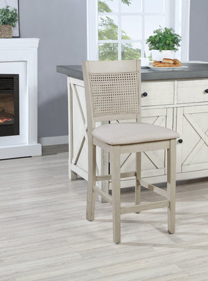 OSP Home Furnishings Walden 24" Cane Back Stool  - Set of 2 Linen / Antique White