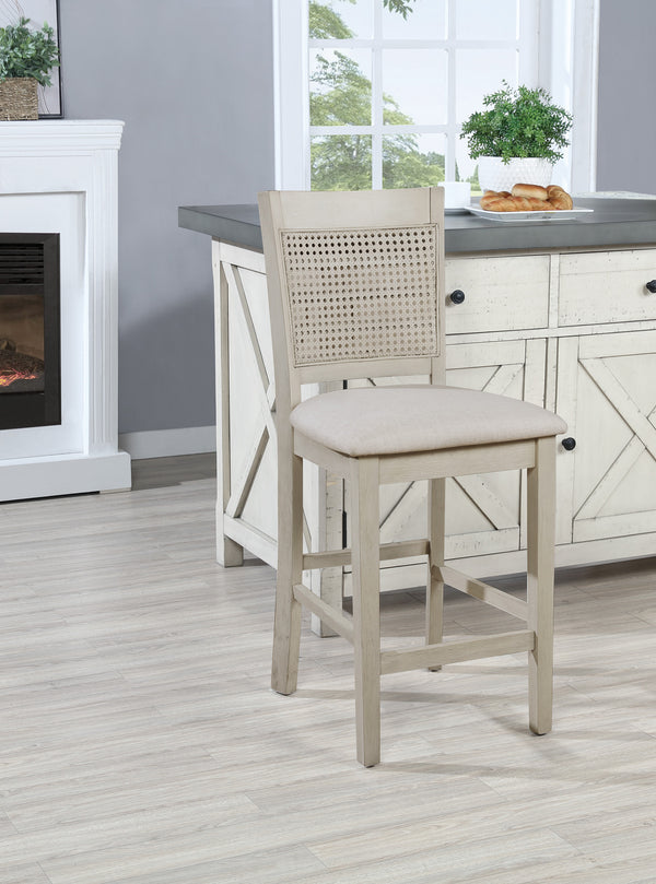 OSP Home Furnishings Walden 24" Cane Back Stool  - Set of 2 Linen / Antique White