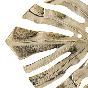 English Elm 18.9x13.4x1.4" Gold Monstera Leaf Wall Décor — Elegant Aluminum Leaf Accent for Wall or Tabletop Display, Modern Home Statement W2078P293122