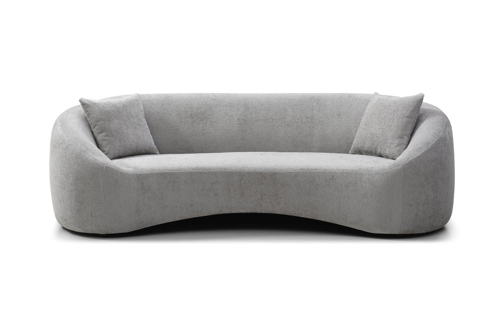 English Elm 93.31" Minimalist Curved Sofa with Chenille Velvet Upholstery, Deep Sink-In Comfort & Durable Frame Light Gray W2664P179336
