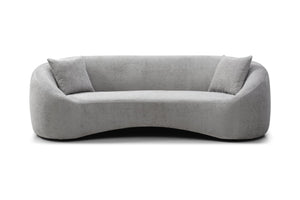 English Elm 93.31" Minimalist Curved Sofa with Chenille Velvet Upholstery, Deep Sink-In Comfort & Durable Frame Light Gray W2664P179336