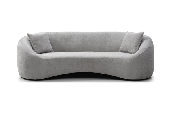 English Elm 93.31" Minimalist Curved Sofa with Chenille Velvet Upholstery, Deep Sink-In Comfort & Durable Frame Light Gray W2664P179336