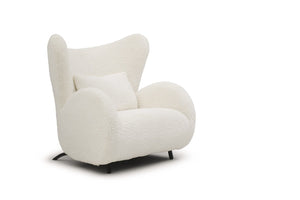 English Elm 2p, Wingback Teddy Fabric Accent Chair with Ottoman Set for Bedroom Lounge W2664S00090