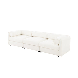 English Elm Elegant White Chenille Sofa With Hidden Storage, Ergonomic Support, & Modular Design For Modern Living W714S01037
