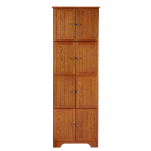 English Elm 72.4" Tall Storage Cabinet with 8 Doors and 4 Shelves, Spacious Freestanding Entryway Organizer in Wood Finish Oak W1758P211012