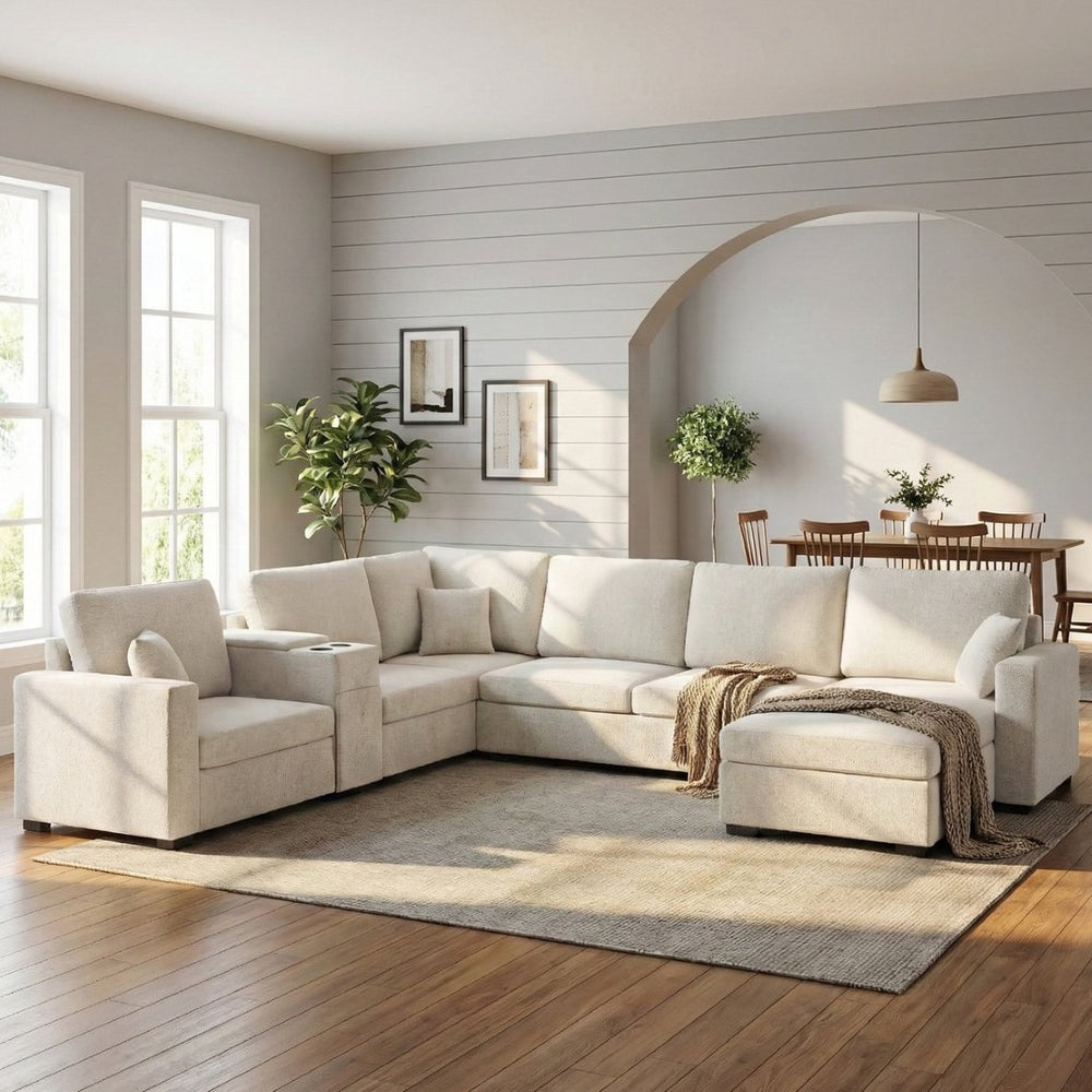 English Elm Swivel Barrel Accent Chair Chenille Tufted Round Club Seat for Living Room Lounge Beige N719S002350A