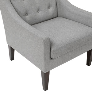 English Elm Contemporary Button-Tufted Accent Chair with Plush Fabric, Curved Arms and Solid Wood Legs for Living Gray 26.5 L x 28.5 W x 22.5 H B011P281837