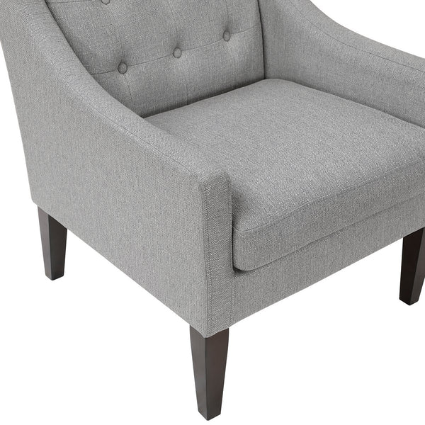 English Elm Contemporary Button-Tufted Accent Chair with Plush Fabric, Curved Arms and Solid Wood Legs for Living Gray 26.5 L x 28.5 W x 22.5 H B011P281837