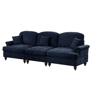 English Elm Elegant Mid Century 3-Seater Sofa With Flared Arms & Removable Skirts - Versatile Chenille Comfort W3041S00255