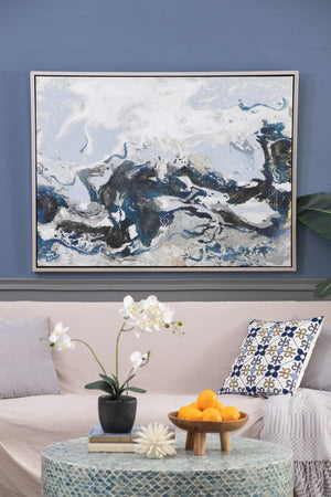 English Elm 47.2X35.4" Cerulean Seas Hand-Painted Wall Art - Stunning Ocean-Inspired Décor For Any Room W2078P313339