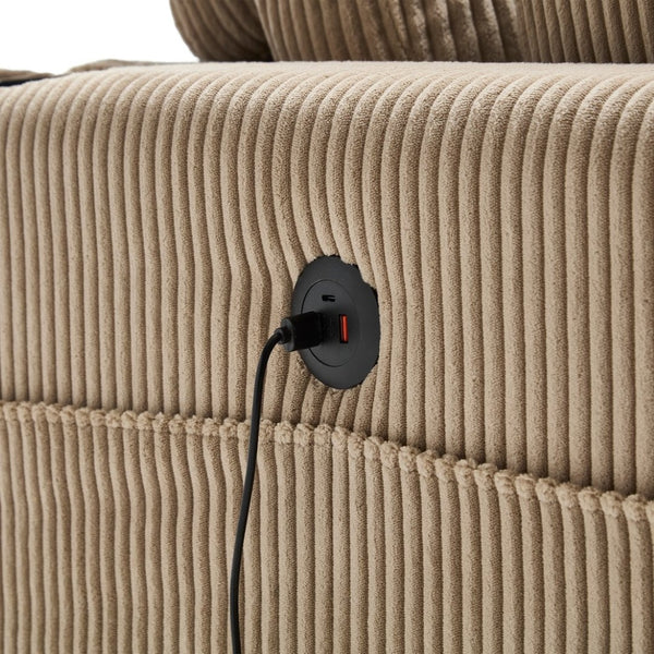 English Elm United Cozy Cloud Sleeper Sofa Bed - Versatile Oversized Chaise Lounge With Usb, Cup Holders & Storage W1568S00162-GIGA