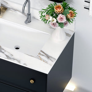 English Elm 31 Inch Marble Vanity Top With Undermount Sink, 4" Backsplash, Easy-Care Carrara Finish For Luxury W2699P192439