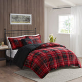 Woolrich Alton Lodge/Cabin Plush to Sherpa Down Alternative Comforter Set WR10-3103 Red Plaid