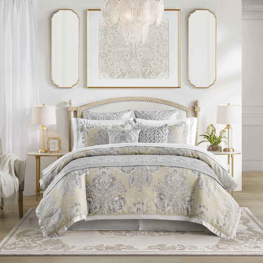 JLA Home Croscill Classics - 4 Neoclassical Comforter Set with Metallic Medallions, Chenille Texture & Basket-Weave Elegance CCL10-0009