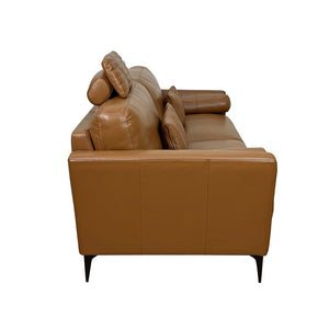 English Elm Tussio Genuine Leather Sofa Italian Crafted with Tight Back and Five Accent Pillows B2726P498539