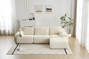 English Elm Modern Memory Foam Compressed Sofa — Pet-Friendly Corduroy Modular Sectional, Cloud-Like Comfort, No Assembly Beige W3723S00013