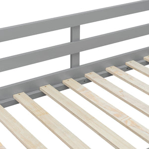 English Elm Full Size Loft Bed with Desk Shelves Writeable Board Pine Frame Gray Finish LT100226AAE-1