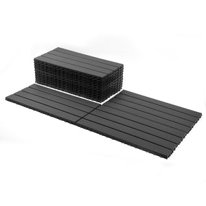 English Elm New Interlocking Polypropylene Patio Floor Tiles 44 Piece Set for Balcony Poolside Use Gray W3022P251873