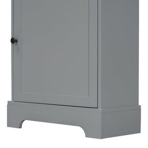 English Elm Gray Tall Storage Cabinet with 3 Drawers, Adjustable Shelves, Anti-Dump Device for Bathroom Office Home Organizing 42x23.75x6.5 WF323347AAE
