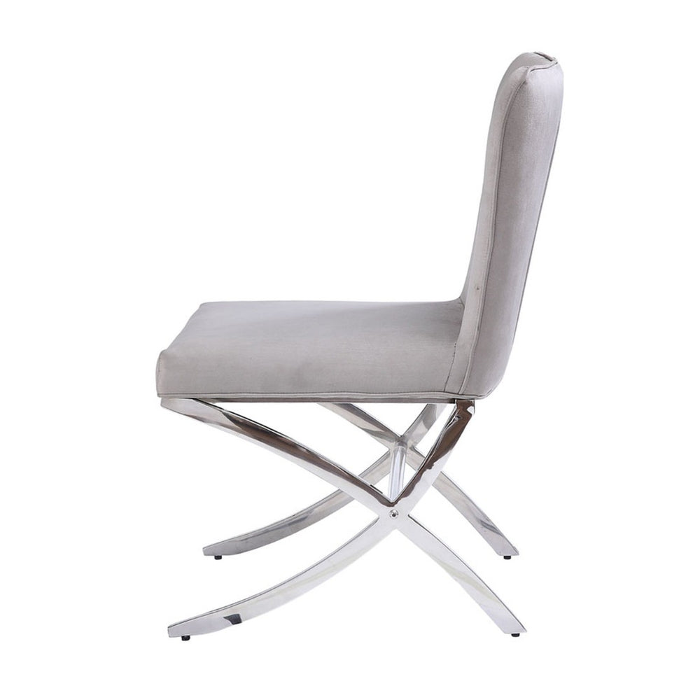 English Elm Set Of 2 Armless Side Chairs In Grey Velvet With Chrome Base - Stylish, Comfortable, Modern Design B016P314615-GIGA