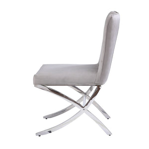 English Elm Set Of 2 Armless Side Chairs In Grey Velvet With Chrome Base - Stylish, Comfortable, Modern Design B016P314615-GIGA