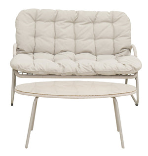 English Elm Modern Outdoor Bistro Loveseat Set Powder Coated Iron Frame Tufted Cushions Patio W3990S00009