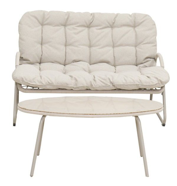 English Elm Modern Outdoor Bistro Loveseat Set Powder Coated Iron Frame Tufted Cushions Patio W3990S00009