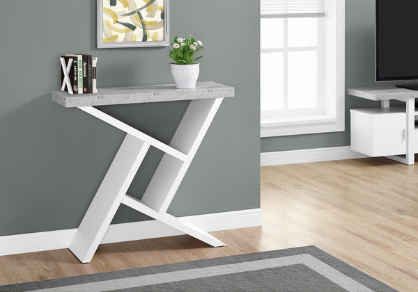 English Elm Accent Modern Console Table with Cement-Look Top and Angular Base for Entryway, Living Room Storage White 40 L x 15 W x 9 H B2710P219022