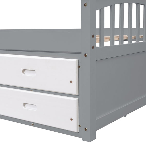 English Elm Twin Platform Bed Solid Pine Frame Six Drawer Storage Clean Modern Bedroom Design N719S000121S