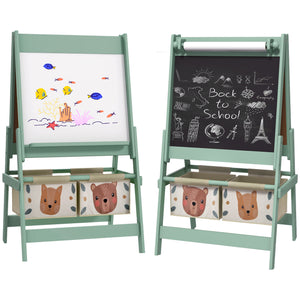 English Elm Qaba 3-in-1 Kids Art Easel with Paper Roll, Chalkboard & Whiteboard, Animal Design, Storage Baskets W2225P229626