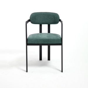 English Elm Modern Tufted Boucle Dining Chairs Set of 2 with Curved Back and Matte Metal Legs Antique Green,Black W3244P337417