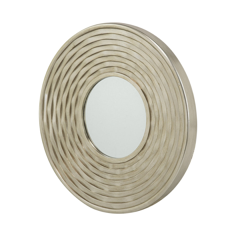 English Elm D31.3x2" Miranda Round Mirror with Sculpted Silver Frame, 31" Diameter Accent for Light & Space W2078P296028