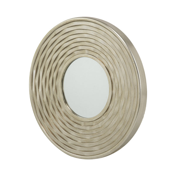 English Elm D31.3x2" Miranda Round Mirror with Sculpted Silver Frame, 31" Diameter Accent for Light & Space W2078P296028