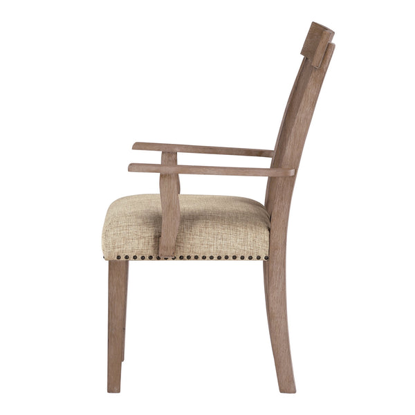 English Elm Nathaniel Upholstered Fabric Side Chair with Slatted High Back and Nailhead Trim, Set of 2 Maple 41 L x 23 W x 13 H B2726P265152
