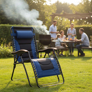 English Elm Oversized Zero Gravity Patio Recliner Breathable Mesh Seat Wood Arms 400 Lb Capacity W5159P431467