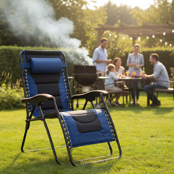 English Elm Oversized Zero Gravity Patio Recliner Breathable Mesh Seat Wood Arms 400 Lb Capacity W5159P431467
