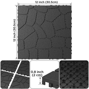 English Elm New Stone Texture Interlocking Patio Tiles Polypropylene 44 Piece Outdoor Deck Set W3022P251867