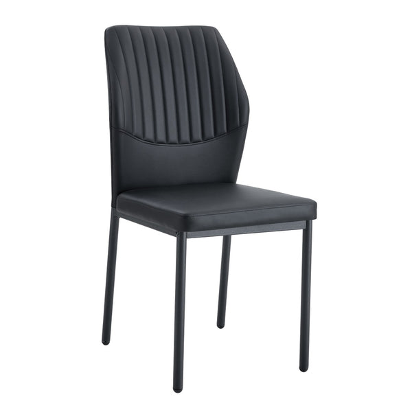 English Elm Luxury Pu Upholstered Dining Chair Set of 4 with Channel Stitching and Metal Legs W1512P494634