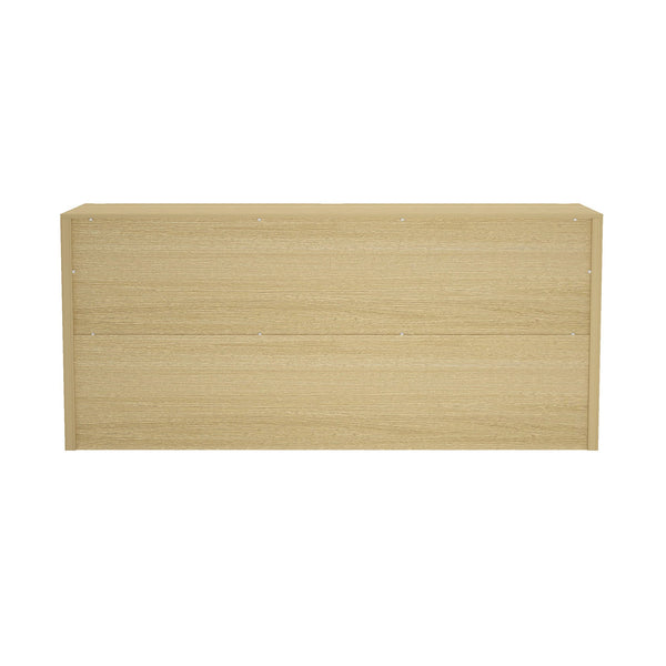 English Elm Linda 72" Dresser Natural Oak – 6-Drawer Minimalist Low-Profile Storage with Rich Wood Grain Appeal B365S00067