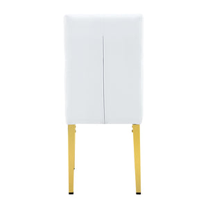 English Elm 4 white dining chairs set with gold legs, quilted PU, stud detailing, armless modern vintage style, easy assembly W1151131992