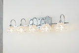 Vintage Crystal Vanity Light - Elegant 5-Light Bathroom Fixture, Brushed Nickel Finish, Clear Glass Shades