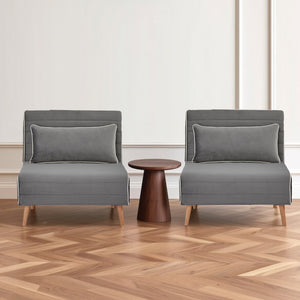 English Elm Canon Stylish Velvet Sectional Sofa Bed Set - Converts To Twin Beds In 10S, 3-Position Backrest, Grey W3391S00014