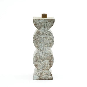 English Elm Decorative Wooden Centerpiece Candle Holder White Washed 5x5x13" Rustic Elegance for Tablescapes and Home Decor Ambience B346P392398