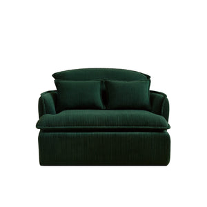 English Elm Convertible Compressed Sofa Chair Ottoman Corduroy Fold-Out Recliner for Small Spaces Dorm Apartments Green W1036P251813