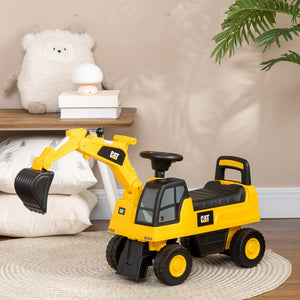 English Elm Aosom Cat Licensed Toddler Pedal Excavator with Moving Shovel and Under Seat Storage W2225P217062